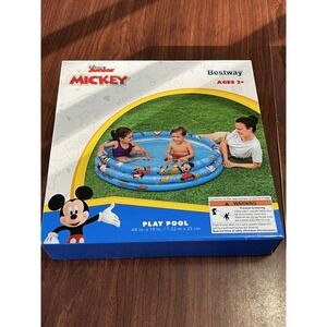 New Mickey Mouse Inflatable 3‎ Ring Pool Disney Junior 48 in x 10 In